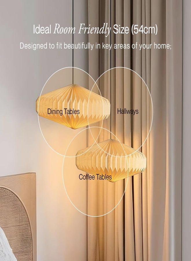 FIG Living Oblong 2 Pendant Lamp (Linen) | 38x38x18 cm (Small) | Luxury & Durable Handmade Origami Design Ceiling Lamp & Chandelier | Ideal for Dining Room, Living Room & Cafe (Bulb Not Included) - Image 5